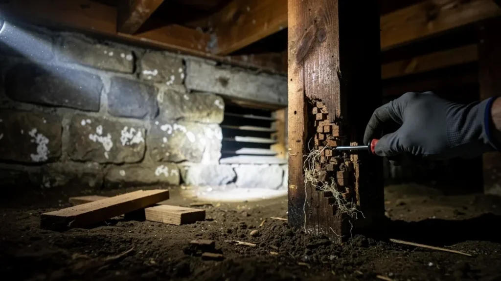 Champignon du bois dans les maisons : de l&rsquo;odeur de moisi à la décision